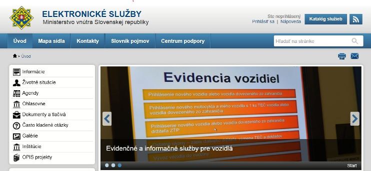 Portál Elektronické služby MV SR