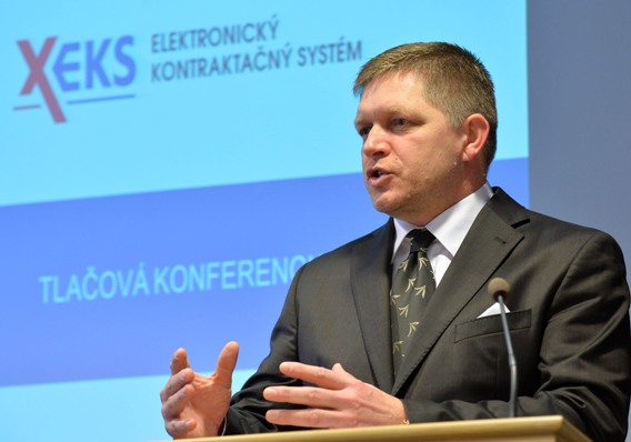 Premiér Robert Fico na tlačovej konferencii k k ostrej prevádzke elektronického trhoviska