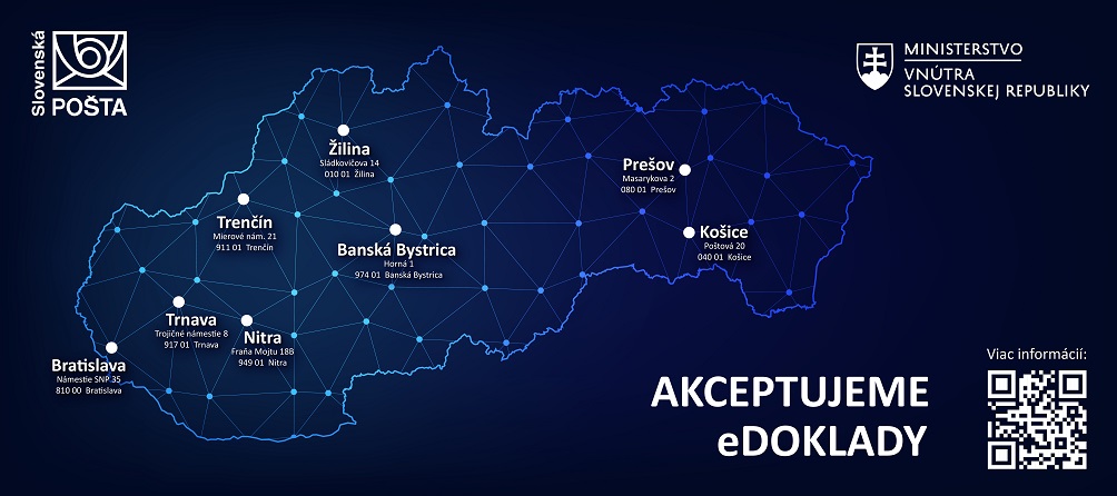 Mapa pobočiek pošty akceptujúcich eDoklady