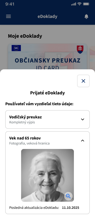 Obrazovka služby overenia vekovej hranice