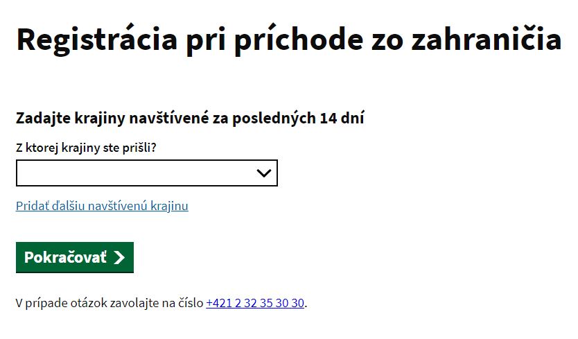 Hlavná stránka aplikácie e Hranica - kliknite pri vstup