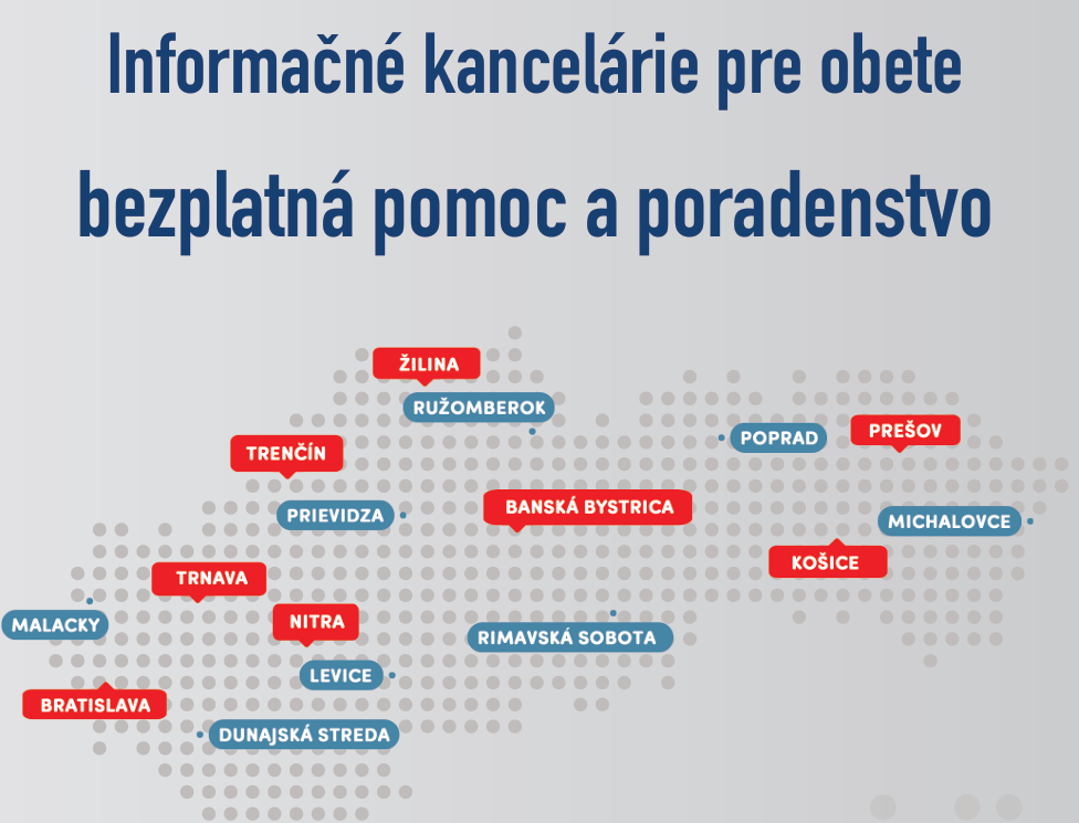 Mapka informačných kancelárií poskytujúcich bezplatnú pomoc