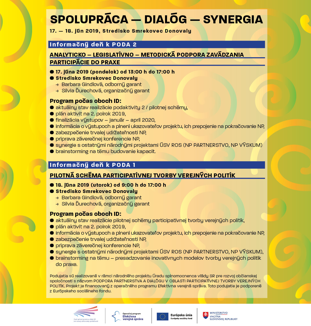 Plagát podujatia spolpráca -dialóg- synergia