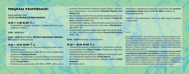 Program konferencie k pilotnému projektu 4