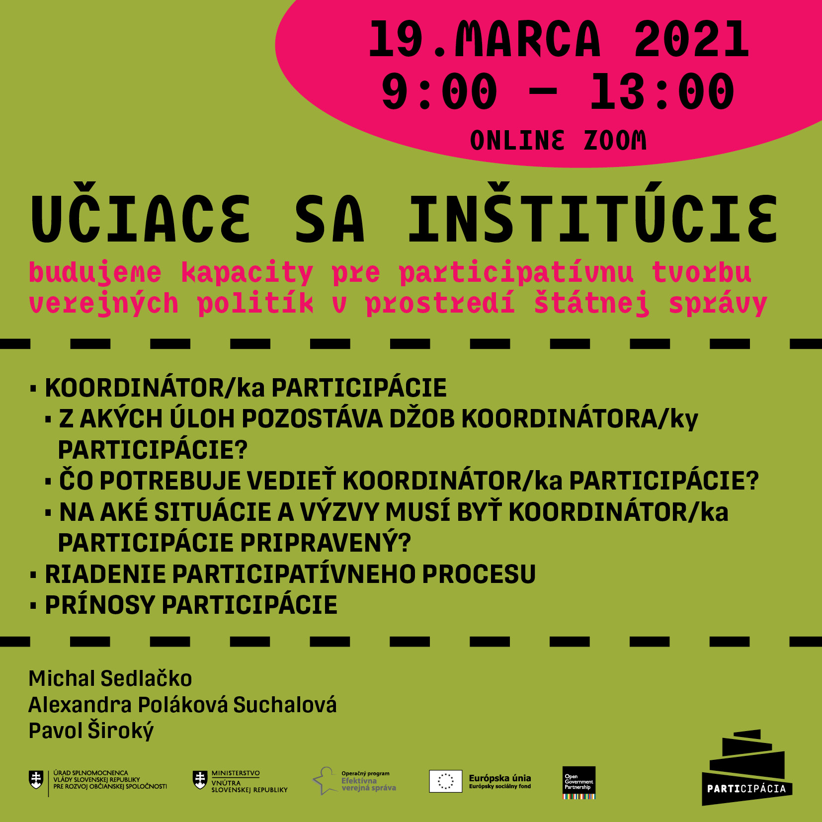 Pozvánka - Účiace sa inštitúcie 19.3.2021