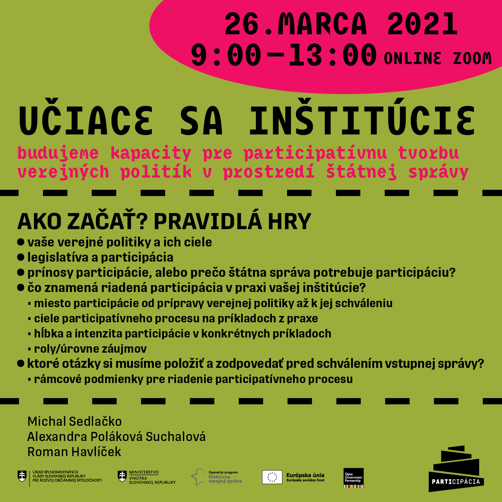 Pozvánka - Učiace sa inštitúcie 26.3.2021