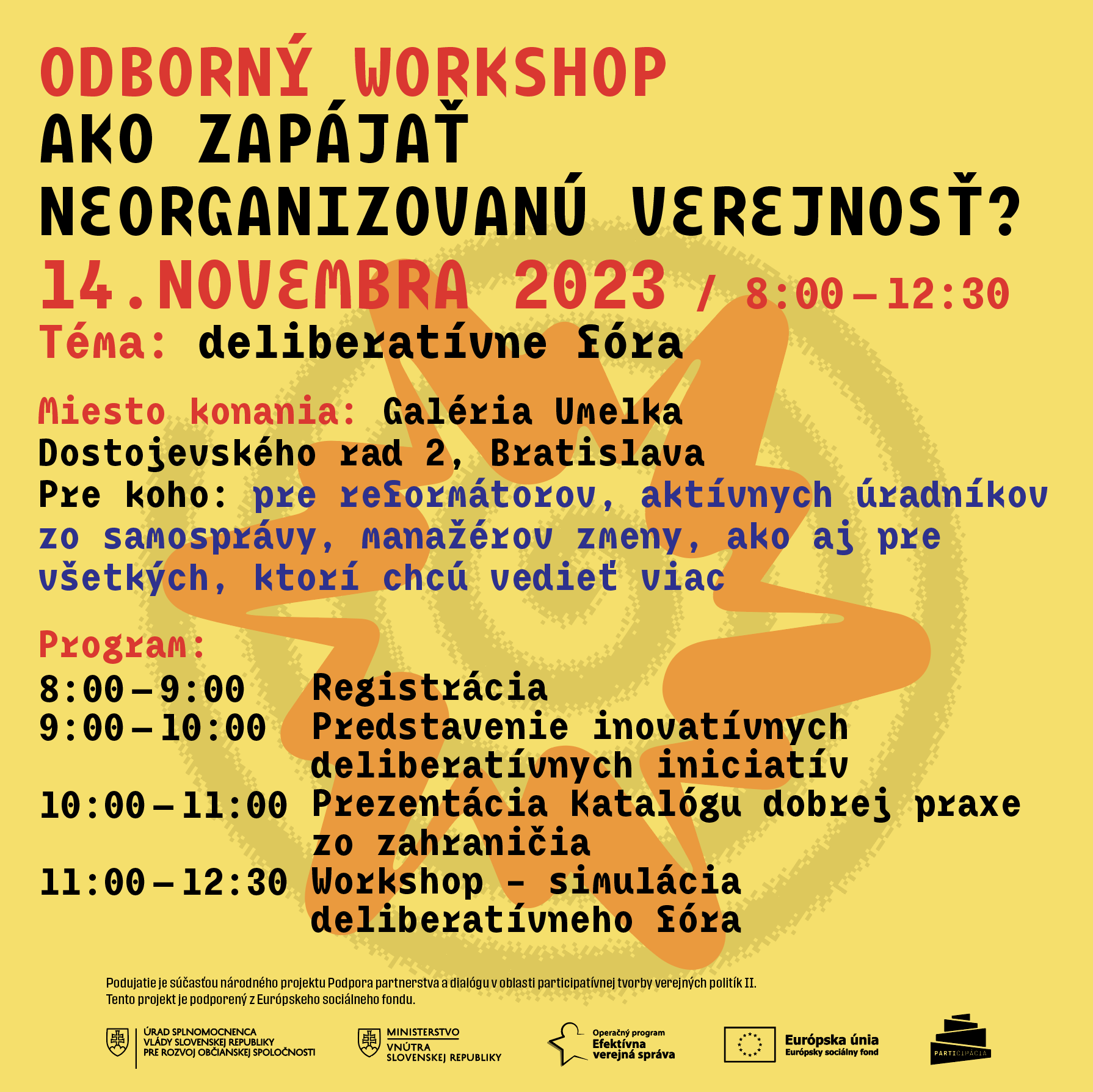 14.11.2023 Ako zapájať neorganizovanú verejnosť? (deliberatívne fóra) 14.11.2023 Ako zapájať neorganizovanú verejnosť? (deliberatívne fóra)