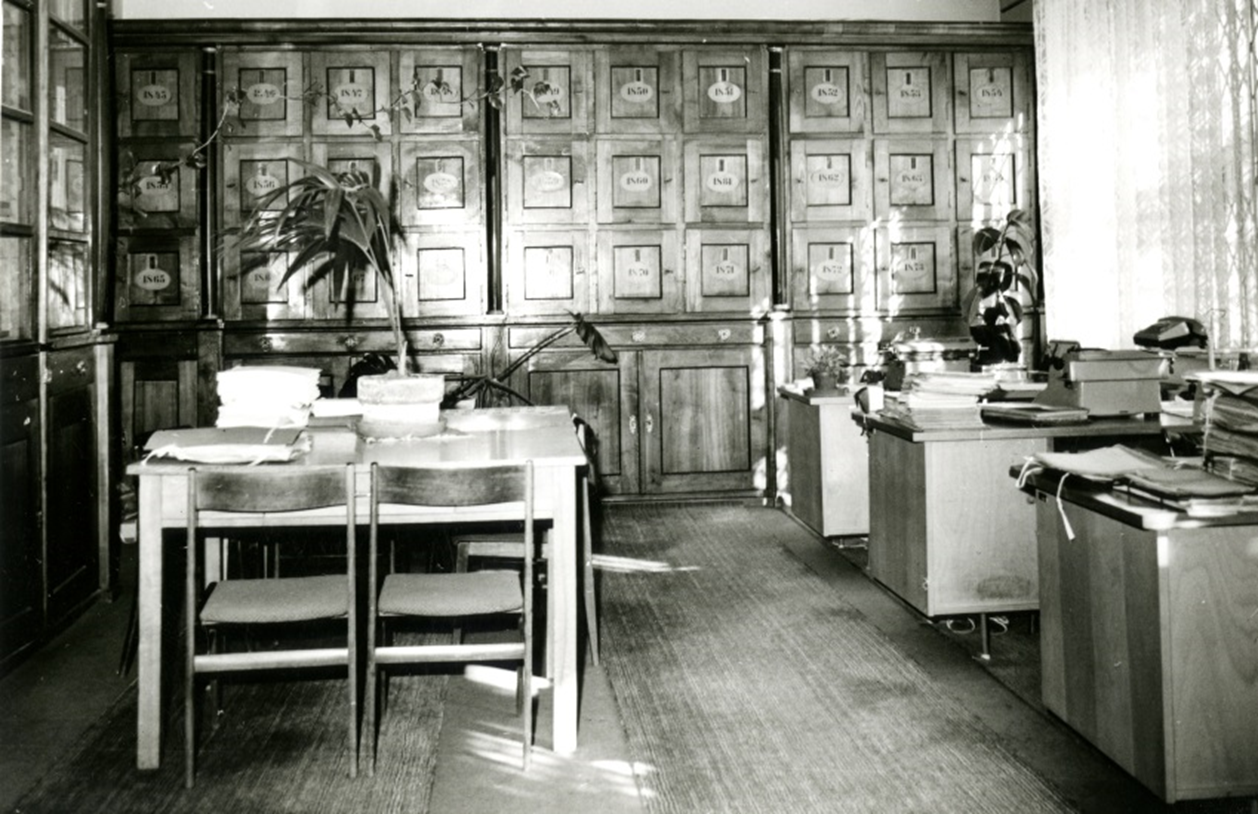 Pracovné priestory archívu v budove ONV a Okresného úradu v Bardejove v roku 1946 – 1995.